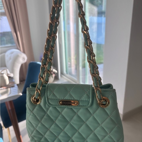 Eric Javits Sage Green Quilted Leather Chain Top Handle Bag - Picture 2 of 6